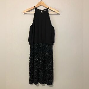 NWT $398 Parker Black Label Halter Sequin Open Back Mini Cocktail Dress Size 4